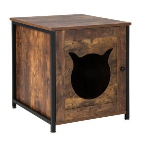 Caja de arena para gatos mueble arenero con baño privado y lavabo oculto 50 x 53 x 55 cm