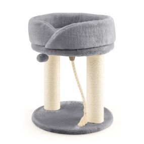 Árbol rascador para gatos 53 cm 4 en 1 con plataforma base acolchada bola y cuerda de sisal gris