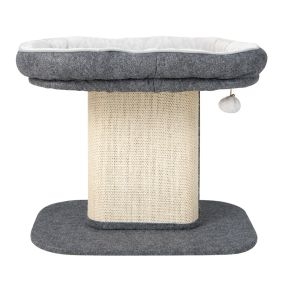 Árbol rascador para gatos pequeño con peluche y poste de sisal 59 x 39,5 x 50 cm gris