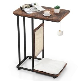 Árbol para gatos y mesa auxiliar en C con tabla para rascar, cojín lavable, 50 x 30 x 64 cm, marrón