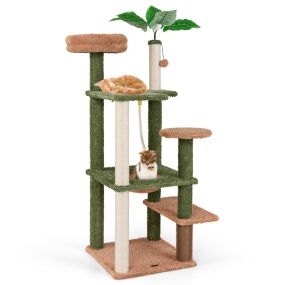Árbol para gatos 152 cm con postes de sisal, juguete, cama y plataformas de salto