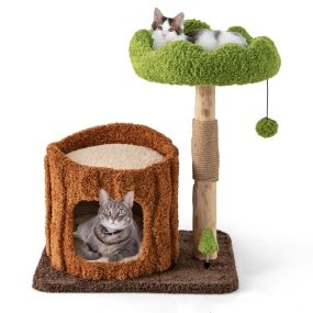 Árbol para gatos multifuncional 73 cm con postes de sisal y plataforma marrón