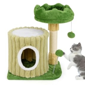 Árbol para gatos compacto moderno con poste de sisal y bola colgante