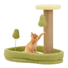 Cama compacta para gatos árbol de rascado tema aguacate con juguete de resorte y postes de yute