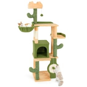 Árbol para gato de 160 cm interior multinivel con postes de sisal, condo, perchas y juguetes
