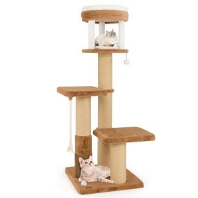 Árbol para gatos de interior 164 cm con percha acolchonada, cama desmontable, plataformas y cuerda de sisal