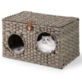 Cama plegable para gatos de interior con cojín suave extraíble 60 x 35 x 35 cm gris