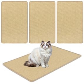 Juego de 2 alfombrillas rascadoras para gatos de sisal natural adhesivas 80 x 50 cm naturales