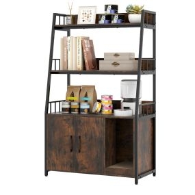 Mueble de baño oculto para gatos con 2 estantes y estación de carga integrada marrón y negro