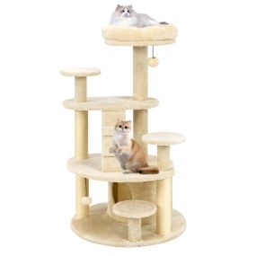 Árbol para gatos torre de actividades multinivel con cama y condominio beige