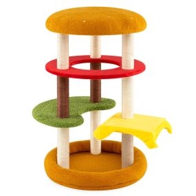 Árbol para gatos 106 cm con percha acolchada, cama amplia, postes de sisal y cojines de felpa