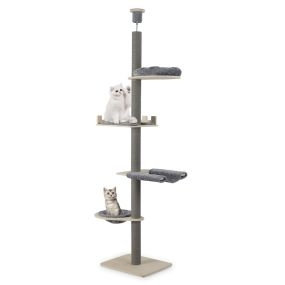 Árbol para gatos de piso a techo 5 niveles ajustable de madera 236-271 cm gris