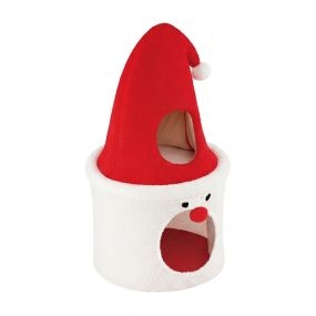 Árbol de Navidad para gatos 75 cm con cama, torre con percha superior acolchada, rojo