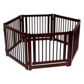 Puerta plegable de madera para perro barrera de seguridad 3 piezas 206 x 61 x 1,8 cm