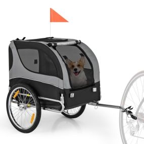 Remolque de bicicleta para mascotas 40 kg 2 puertas 60,5 x 135 x 95 cm gris