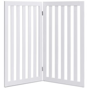 2 paneles de madera plegable para mascotas valla para perros giratoria 360° barrera expandible blanca