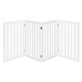 Cerca plegable de madera para mascotas 4 paneles giratoria 360° barrera expandible blanca