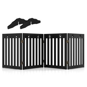 Barrera de seguridad plegable de 4 paneles para perros 204 x 61 x 1,5 cm marrón