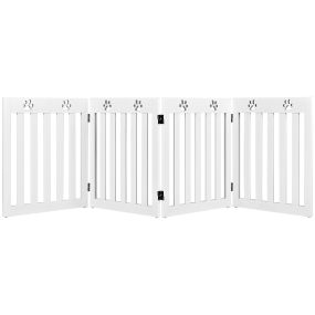 Barrera de seguridad plegable de 4 paneles para perros 204 x 61 x 1,5 cm blanco