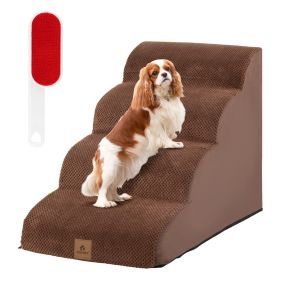 Rampa de espuma de 4 niveles antideslizante para mascotas 72 x 41 x 51 cm café