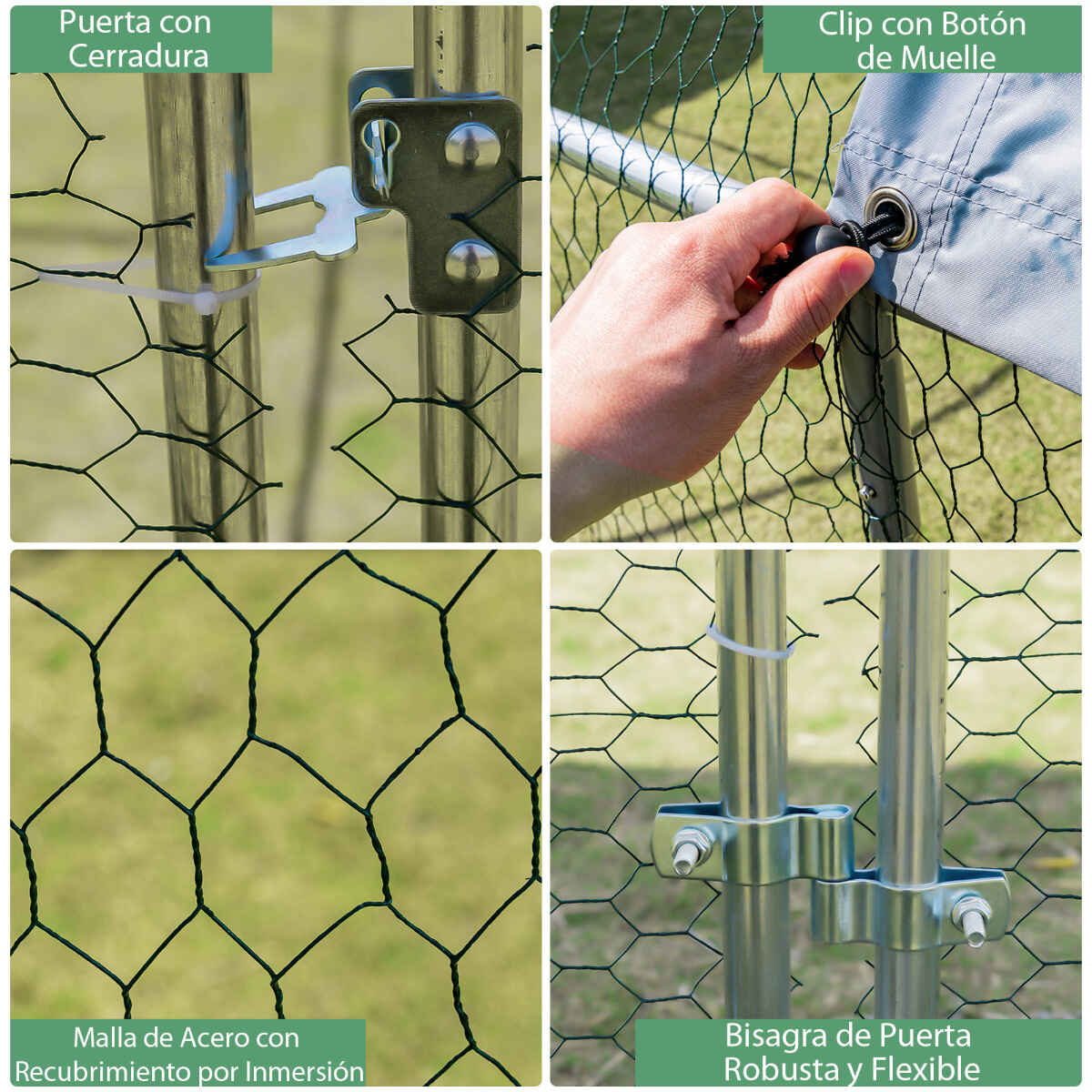 Gallinero de metal grande galvanizado con cubierta impermeable y solar para patio