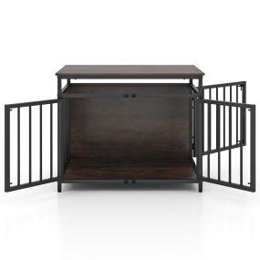 Jaula para perros estilo mueble resistente a mordidas con 3 puertas y parte superior hueca café