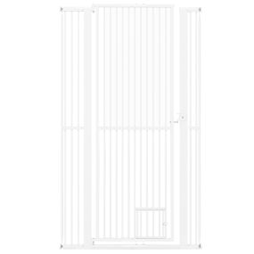 Puerta para Mascotas Barrera de Metal con Apertura de 77-104 cm 2 Kits de Extensión Sin Perforación ni Montaje de Acccesorio Blanco