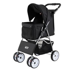Cochecito plegable para mascotas 4 ruedas hasta 15 kg malla transpirable impermeable negro