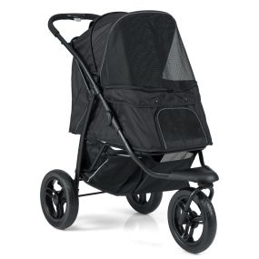 Cochecito de 3 Ruedas para Perros Pequeños y Medianos Cochecito Plegable para Mascotas con Ruedas Todoterreno Freno Capota Ajustable Negro