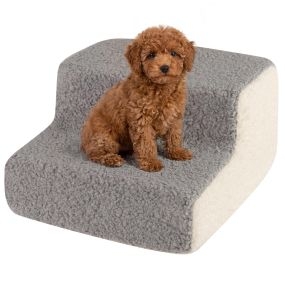 Rampa de espuma de 2 niveles para perros con funda lavable gris