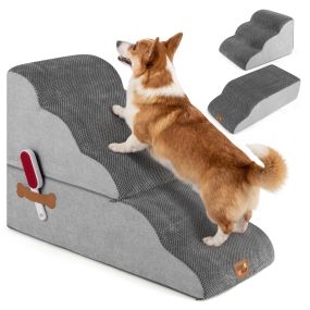 Escalera de espuma para perros 5 peldaños transformable, base antideslizante, gris