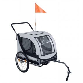 Remolque para perros 2 en 1 con acoplador universal para bicicleta, plegable, blanco, 80 kg