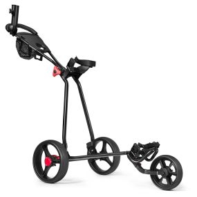 Carro de golf plegable de 3 ruedas en hierro ligero con empuñadura regulable y freno de pedal negro 134 x 60 x 129,5 cm