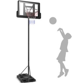 Aro de baloncesto móvil con ruedas altura regulable 260-305 cm para exterior negro