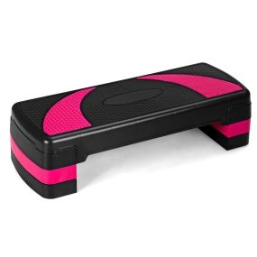 Plataforma step para aeróbica y entrenamiento negro y rosa 78,5 x 30 x 10-20 cm