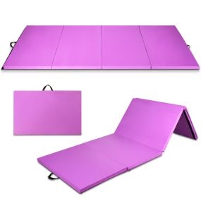 Alfombra de suelo blanda plegable 240 x 116 x 5 cm púrpura con asas y cierre de gancho y lazo