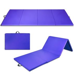 Colchoneta de gimnasia plegable con asa, cuero artificial, 300 x 116 x 5 cm, púrpura