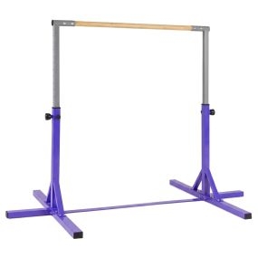 Barra de gimnasia ajustable 85-145 cm 12 niveles estructura metálica base antideslizante púrpura