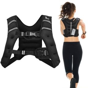 Chaleco con peso 9 kg para entrenamiento con hebillas regulables y tiras reflectantes negro