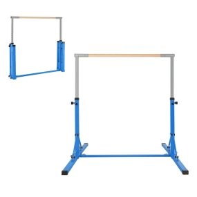 Barra de gimnasia plegable para niños sin balanceo 13 alturas ajustables estructura triangular azul carga 100 kg