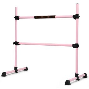 Barra doble portátil para ballet altura regulable rosa 124,5 x 71 x 120 cm
