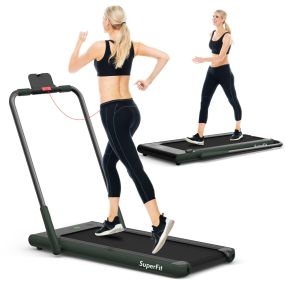 Cinta de correr plegable 2 en 1 de sobremesa con app y mando a distancia verde