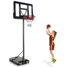 Canasta de baloncesto ajustable 1,3-3,05 m con ruedas y base rellenable negra