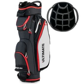 Bolsa de golf ligera gran capacidad con 14 divisores 8 bolsillos capucha lluvia bolsa térmica negro 39x25x128 cm