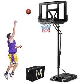 Canasta de baloncesto portátil con altura ajustable 245-305 cm, ruedas y base rellenable