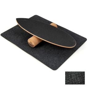 Tabla de equilibrio de madera con rodillo y manta para entrenamiento 75 x 25,5 cm negro