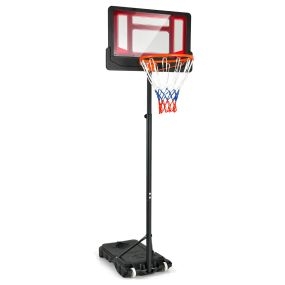 Aro de baloncesto infantil ajustable 132-250 cm resistente a la intemperie rojo y negro