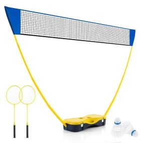 Juego de bádminton portátil para niños con 2 volantes, estructura de PVC resistente, portería y red para patio y entrenamiento