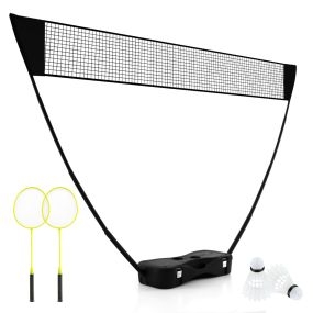 Juego de bádminton portátil para niños con 2 raquetas 2 volantes PVC negro 270 x 33,5 x 160 cm