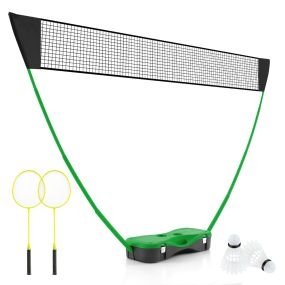 Juego de bádminton portátil para niños con 2 raquetas, 2 volantes, PVC, verde, 270 x 33,5 x 160 cm